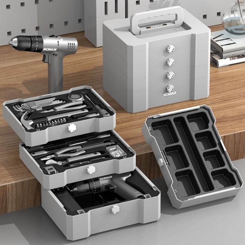 Power Tools In Electrical - プロの家庭用電動工具セット多機能電動ドリルドライバーハンドツールセットポータブル収納ツールボックス